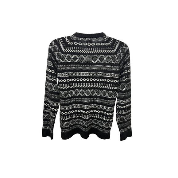 ⚫ Route 66 Black White Fair Isle Sweater S – Vintage Retro Pattern Knitwear - Picture 3 of 4